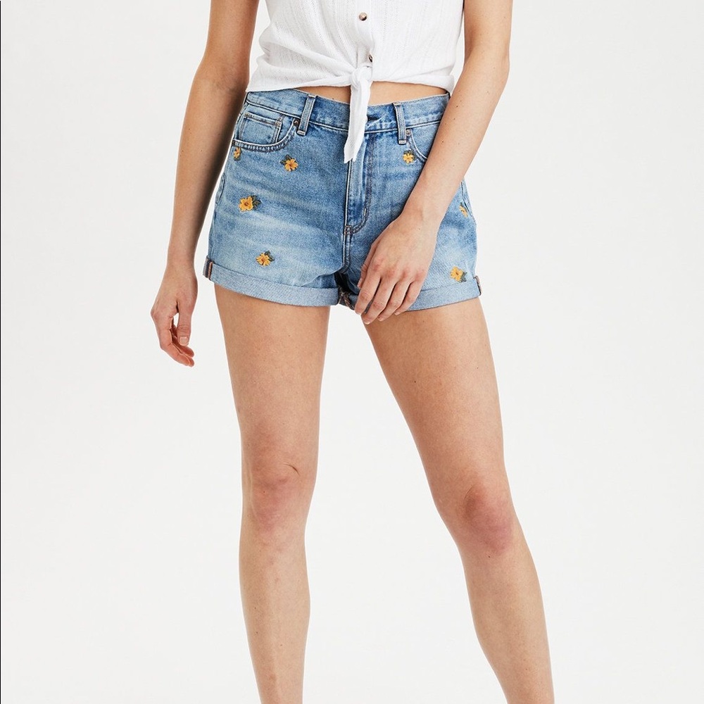 ae floral mom shorts
